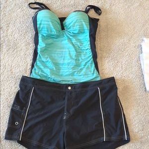 Two piece swim suit with swim shorts